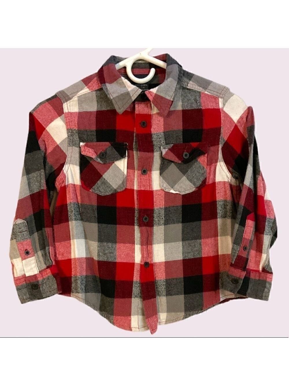 Faded Glory Boys Youth Plaid Flannel Button Down Long Sleeve Shirt Medium 8